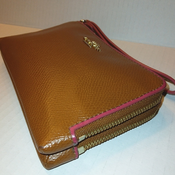 EUC☆COACH☆Edgepaint Crossgrain Leather Large Double Zip Clutch Wristlet~Rare - Picture 15 of 16